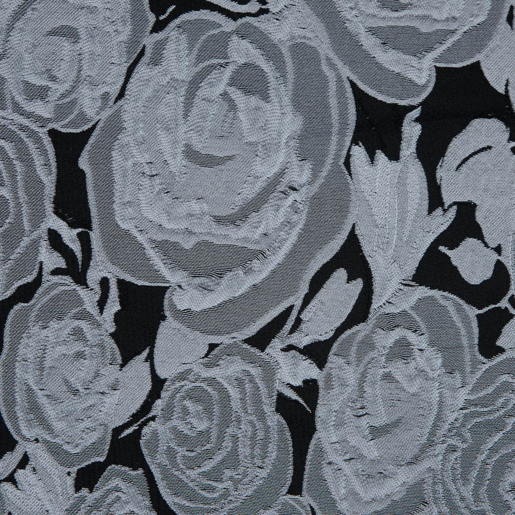 Black and Silver Rose Jacquard Panel