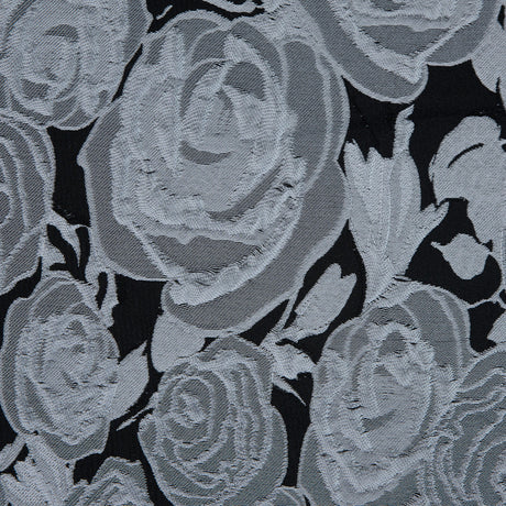 Black and Silver Rose Jacquard Panel