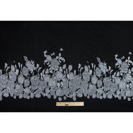 Black and Silver Rose Jacquard Panel