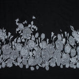 Black and Silver Rose Jacquard Panel