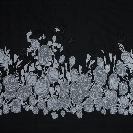 Black and Silver Rose Jacquard Panel