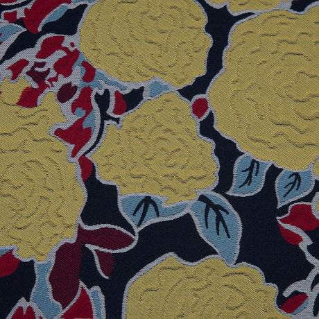 Navy, Yellow and Red Large-Scale Floral Jacquard Panel