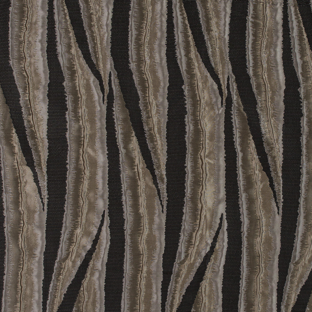Gold and Black Abstract Polyester Brocade