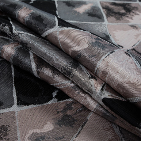 Pink, Silver and Black Abstract Diamond Brocade