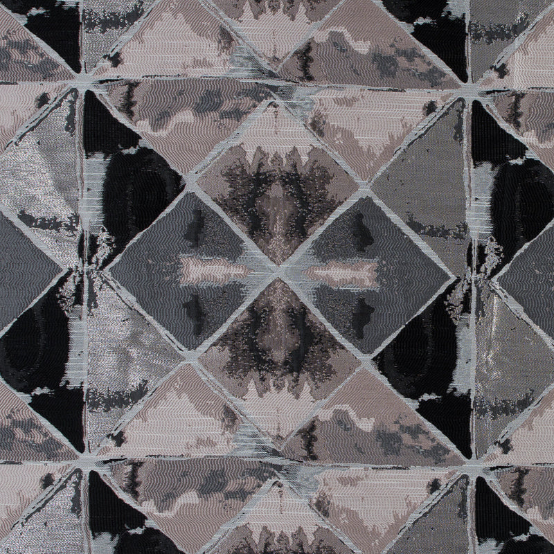 Pink, Silver and Black Abstract Diamond Brocade