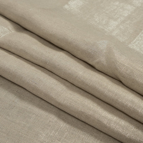 Medium Weight Linen Woven with Metallic Foiling - Oatmeal and Silver - Bianca Collection
