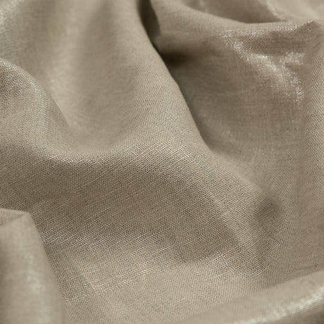 Medium Weight Linen Woven with Metallic Foiling - Oatmeal and Silver - Bianca Collection