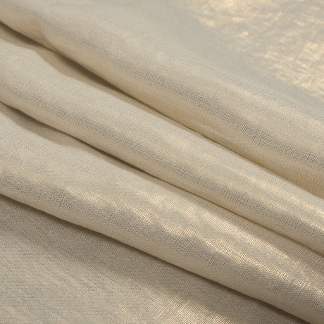 Medium Weight Linen Woven with Metallic Foiling - Ivory and Gold - Bianca Collection