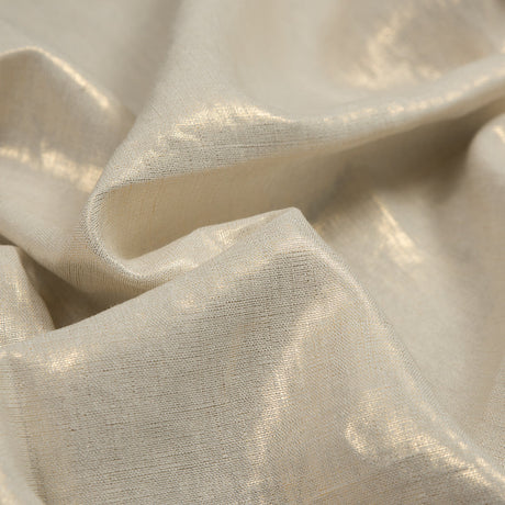 Medium Weight Linen Woven with Metallic Foiling - Ivory and Gold - Bianca Collection