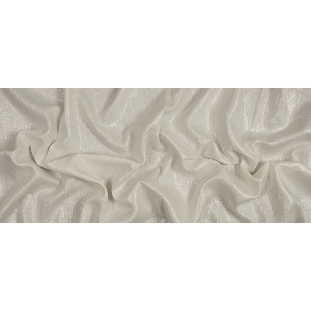 Medium Weight Linen Woven with Metallic Foiling - Ivory and Silver - Bianca Collection
