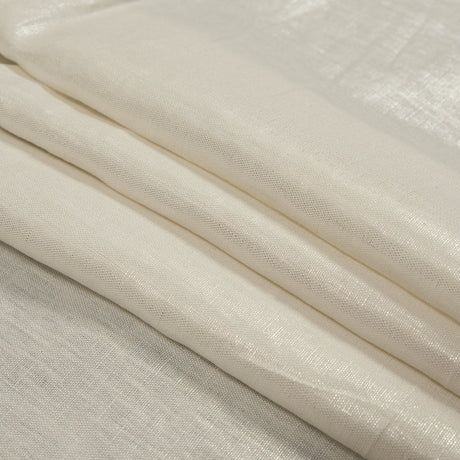 Medium Weight Linen Woven with Metallic Foiling - Ivory and Silver - Bianca Collection