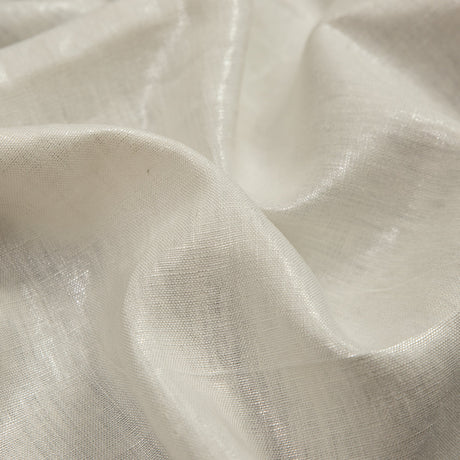 Medium Weight Linen Woven with Metallic Foiling - Ivory and Silver - Bianca Collection