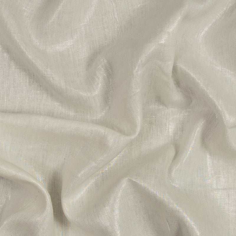Medium Weight Linen Woven with Metallic Foiling - Ivory and Silver - Bianca Collection