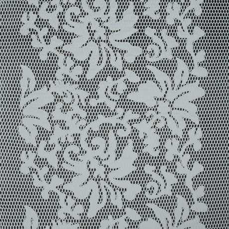 Wonder Mesh with Floral Faux Leather Embroidered Borders - Whisper White