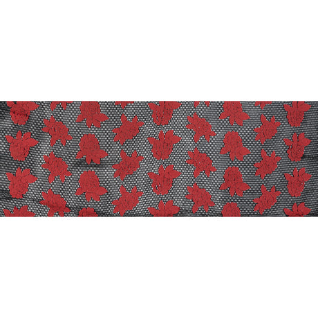 Wonder Mesh with Floral Embroidered Faux Leather - Black and Red