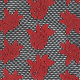 Wonder Mesh with Floral Embroidered Faux Leather - Black and Red
