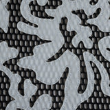 Wonder Mesh with Floral Faux Leather Embroidered Borders - Black and White