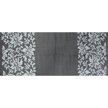 Wonder Mesh with Floral Faux Leather Embroidered Borders - Black and White