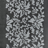 Wonder Mesh with Floral Faux Leather Embroidered Borders - Black and White