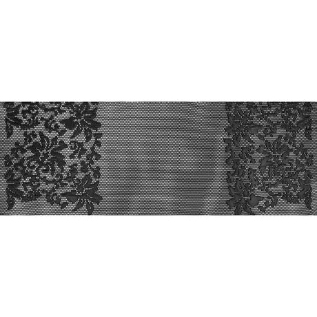 Wonder Mesh with Floral Faux Leather Embroidered Borders - Black