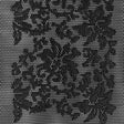 Wonder Mesh with Floral Faux Leather Embroidered Borders - Black