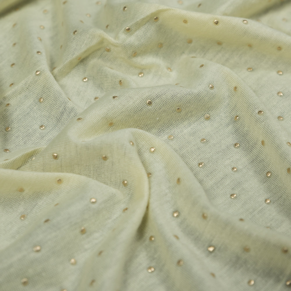 Yellow Gold-Dotted Polyester Jersey