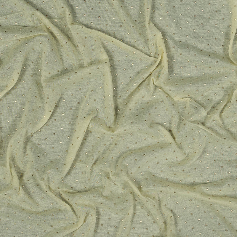 Yellow Gold-Dotted Polyester Jersey