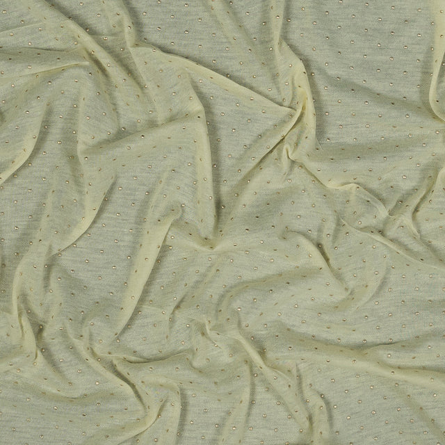 Yellow Gold-Dotted Polyester Jersey