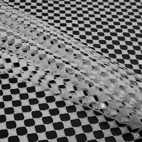 Guipure Lace with Sequins - White Geometric