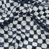 Guipure Lace with Sequins - Navy Geometric