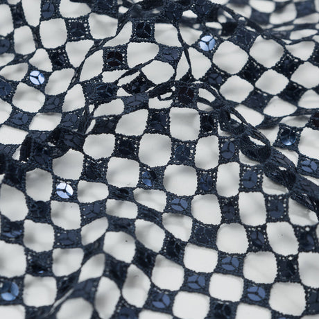 Guipure Lace with Sequins - Navy Geometric