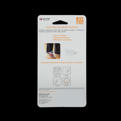 Rectangular White Sticky Back VELCRO&reg; Tape - 6" x 4"