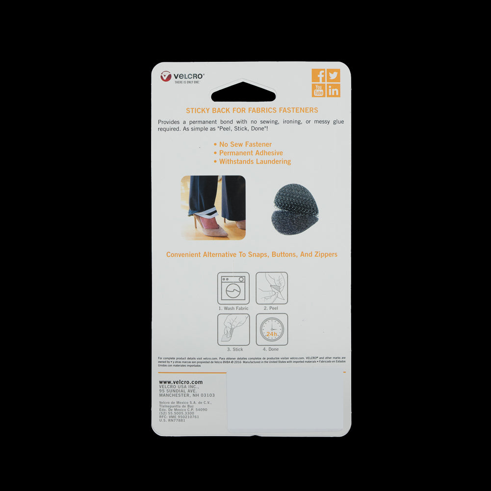 Oval Black Sticky Back VELCRO&reg; Tape - 8 Sets