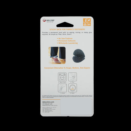 Oval Black Sticky Back VELCRO&reg; Tape - 8 Sets