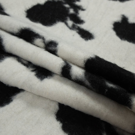 Brushed Wool Knit - Off-White and Black Rose Floral - Designer Deadstock