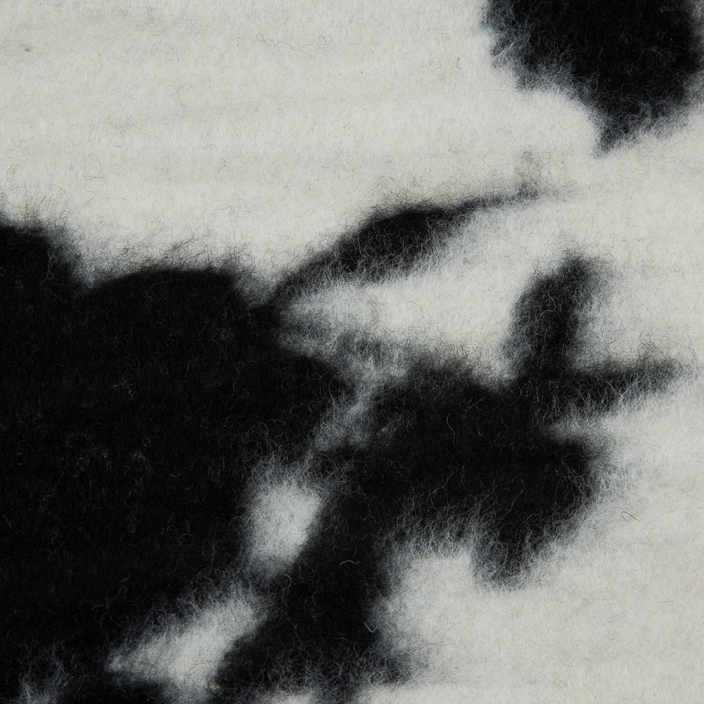 Brushed Wool Knit - Off-White and Black Rose Floral - Designer Deadstock