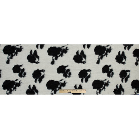 Brushed Wool Knit - Off-White and Black Rose Floral - Designer Deadstock