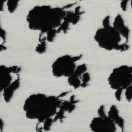 Brushed Wool Knit - Off-White and Black Rose Floral - Designer Deadstock