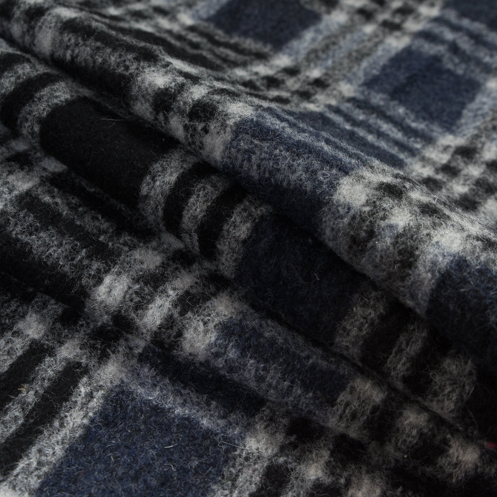 Wool Knit - Navy and White Plaid - Designer Deadstock