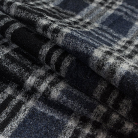 Wool Knit - Navy and White Plaid - Designer Deadstock
