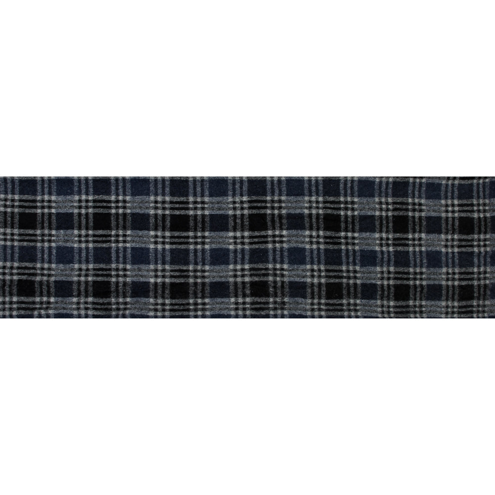 Wool Knit - Navy and White Plaid - Designer Deadstock