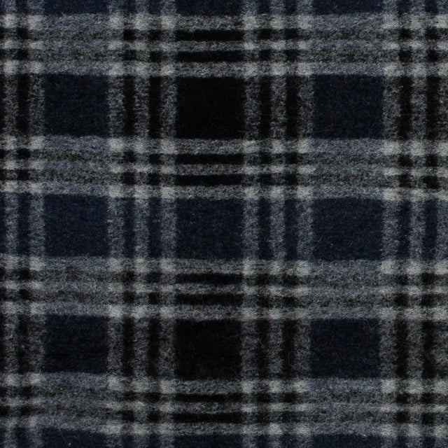 Wool Knit - Navy and White Plaid - Designer Deadstock