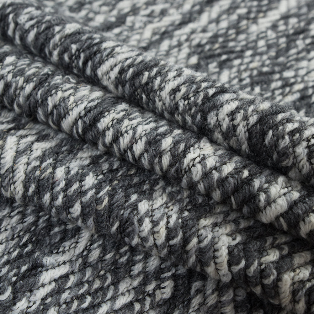 Wool Knit with Zig Zag Loops - Gray and White - Designer Deadstock