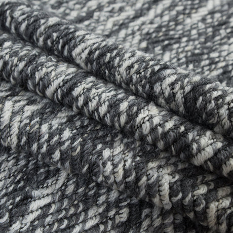 Wool Knit with Zig Zag Loops - Gray and White - Designer Deadstock
