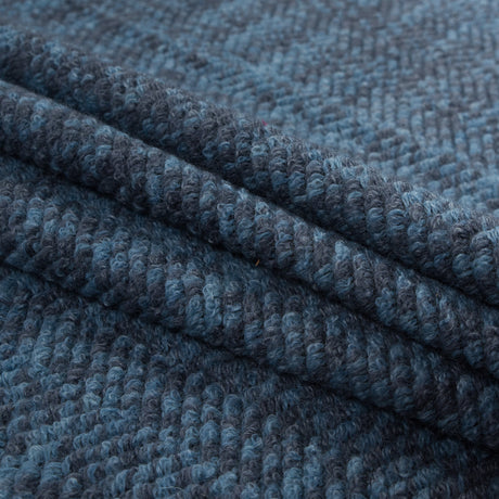 Wool Knit with Zig Zag Loops - Blue Marbled - Designer Deadstock