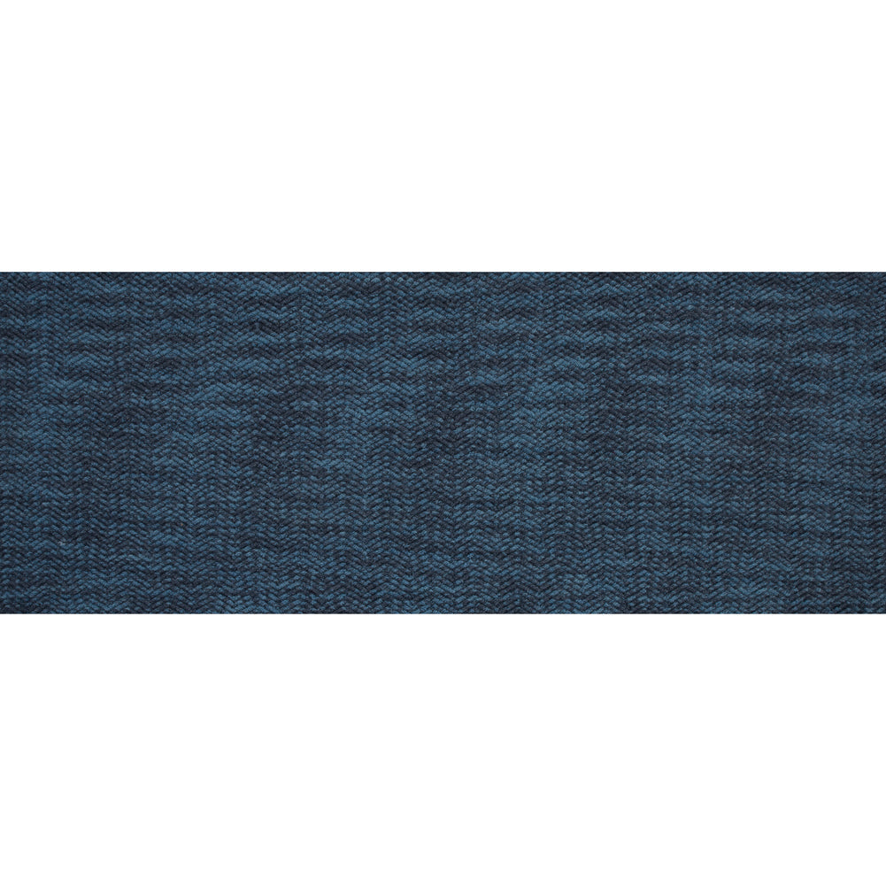 Wool Knit with Zig Zag Loops - Blue Marbled - Designer Deadstock