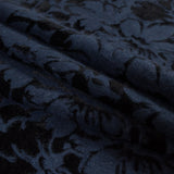 Bonded Wool Knit and Velour with Flocked Floral Design - Black and Navy Blue - Designer Deadstock