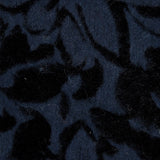 Bonded Wool Knit and Velour with Flocked Floral Design - Black and Navy Blue - Designer Deadstock