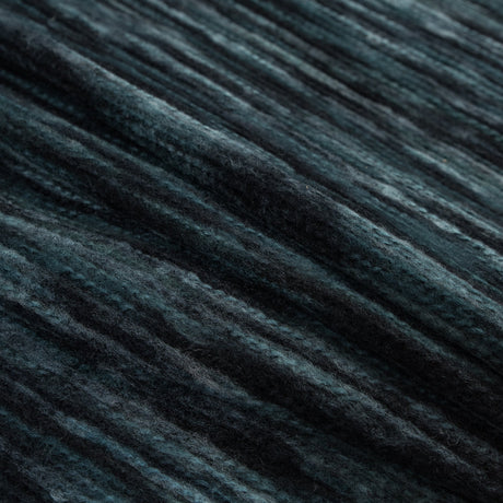 Polyester Jersey with Striated Wool Knit Design - Black and Navy - Designer Deadstock