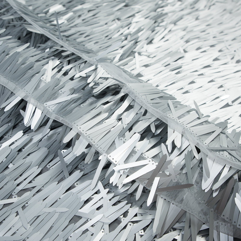 Soft Tulle with Fringe Sequins - Dull Silver - Phryne Collection